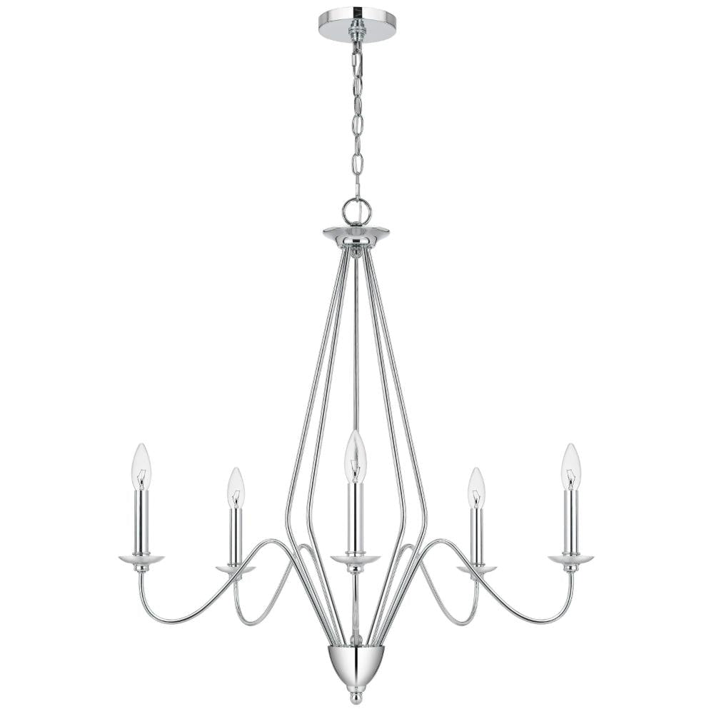 Wehy 30 Inch Chandelier w Canopy Chrome Metal Candelabra Design BM324002