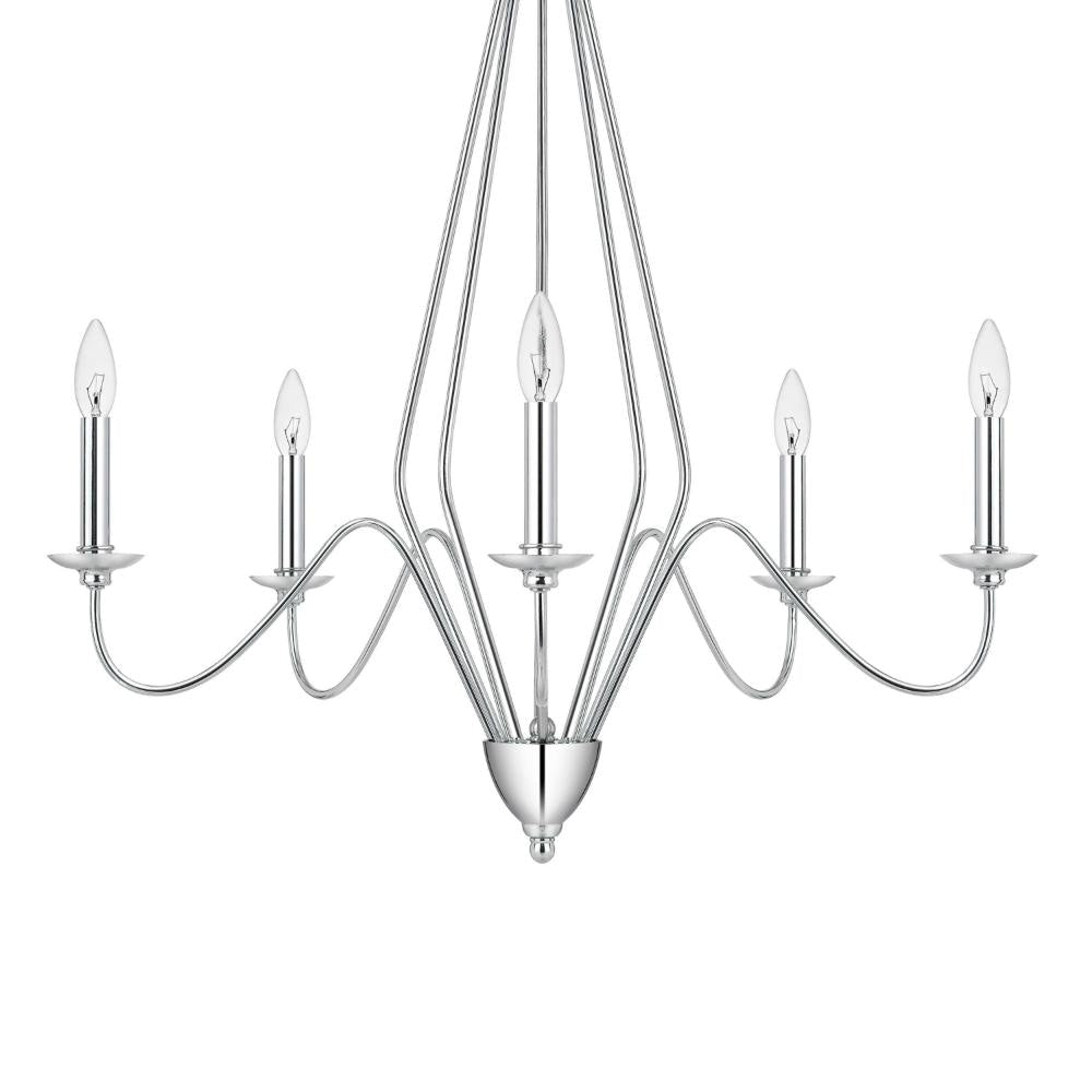 Wehy 30 Inch Chandelier w Canopy Chrome Metal Candelabra Design BM324002
