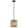 Acia 8 Inch Pendant Light Rustic Brown Organza Shade Wood Metal BM324004
