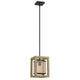 Acia 8 Inch Pendant Light Rustic Brown Organza Shade Wood Metal BM324004