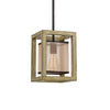 Acia 8 Inch Pendant Light Rustic Brown Organza Shade Wood Metal BM324004