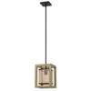 Acia 8 Inch Pendant Light, Rustic Brown Organza Shade, Wood, Metal