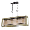 Acia 36 Inch Chandelier, Rectangular Organza Shade, Wood, Metal