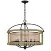 Acia 26 Inch Chandelier, Classic Round Organza Shade Wood, Metal