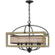 Acia 24 Inch Chandelier, Square Organza Shade, Wood, Metal