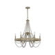 Maci 28 Inch Chandelier White Beaded Candelabra Design Brown Wood BM324009