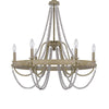 Maci 28 Inch Chandelier White Beaded Candelabra Design Brown Wood BM324009