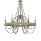 Maci 28 Inch Chandelier White Beaded Candelabra Design Brown Wood BM324009