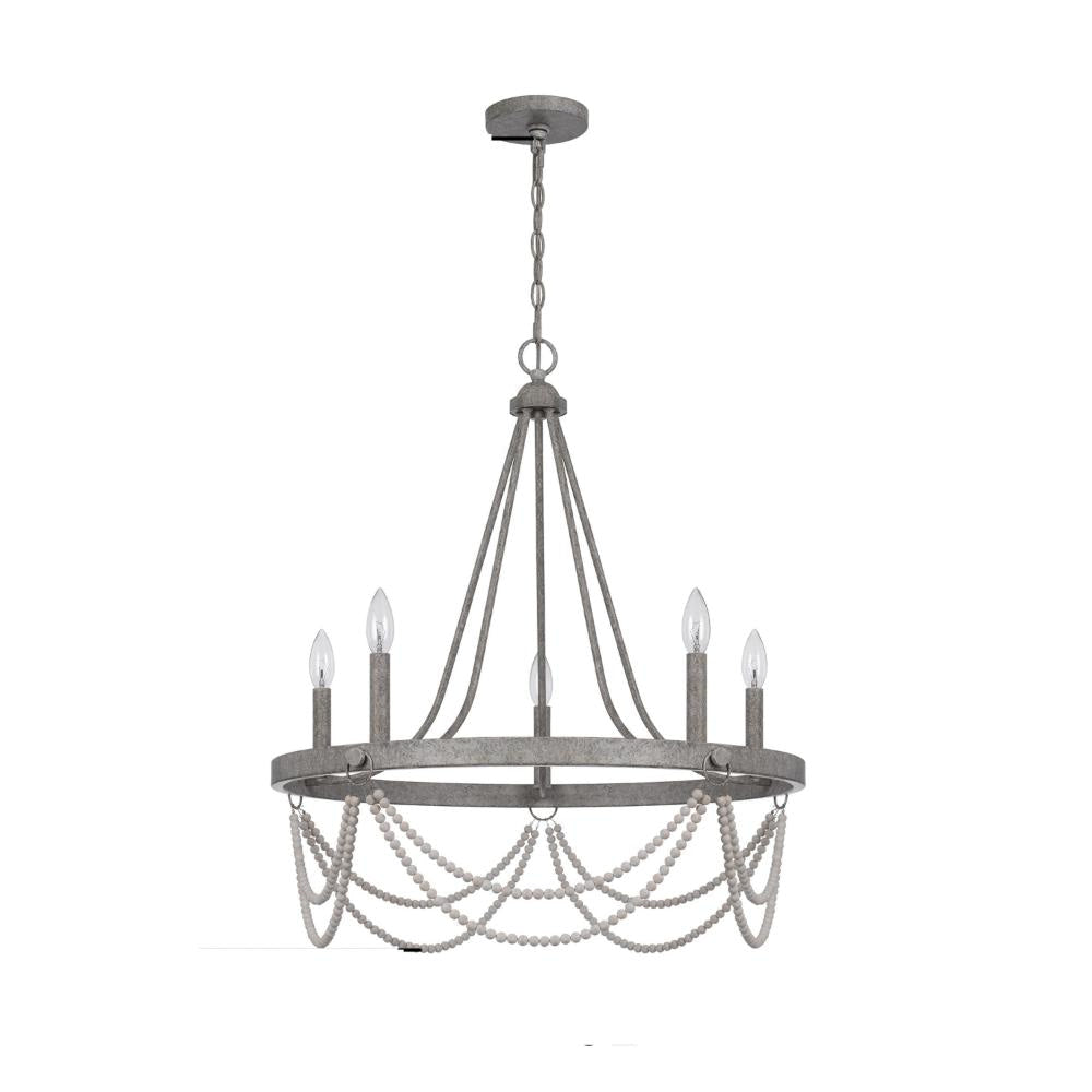 Lony 26 Inch Chandelier with White Beaded Candelabra Design Metal BM324010