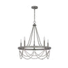 Lony 26 Inch Chandelier with White Beaded Candelabra Design, Metal