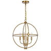 Shefy 18 Inch Chandelier, Locked Ring Candelabra Design, Brass Metal
