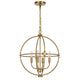 Shefy 18 Inch Chandelier, Locked Ring Candelabra Design, Brass Metal