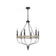 Omy 26 Inch Chandelier Distressed Wood Wheel Candelabra Design Black BM324012