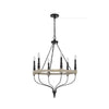 Omy 26 Inch Chandelier, Distressed Wood Wheel Candelabra Design, Black