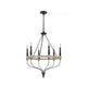 Omy 26 Inch Chandelier, Distressed Wood Wheel Candelabra Design, Black