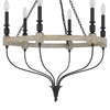 Omy 26 Inch Chandelier Distressed Wood Wheel Candelabra Design Black BM324012