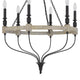 Omy 26 Inch Chandelier Distressed Wood Wheel Candelabra Design Black BM324012