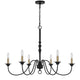 Rino 36 Inch Chandelier Brass Candelabra Sleeve Accents Black Metal BM324013