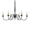 Rino 36 Inch Chandelier Brass Candelabra Sleeve Accents Black Metal BM324013