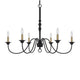 Rino 36 Inch Chandelier Brass Candelabra Sleeve Accents Black Metal BM324013