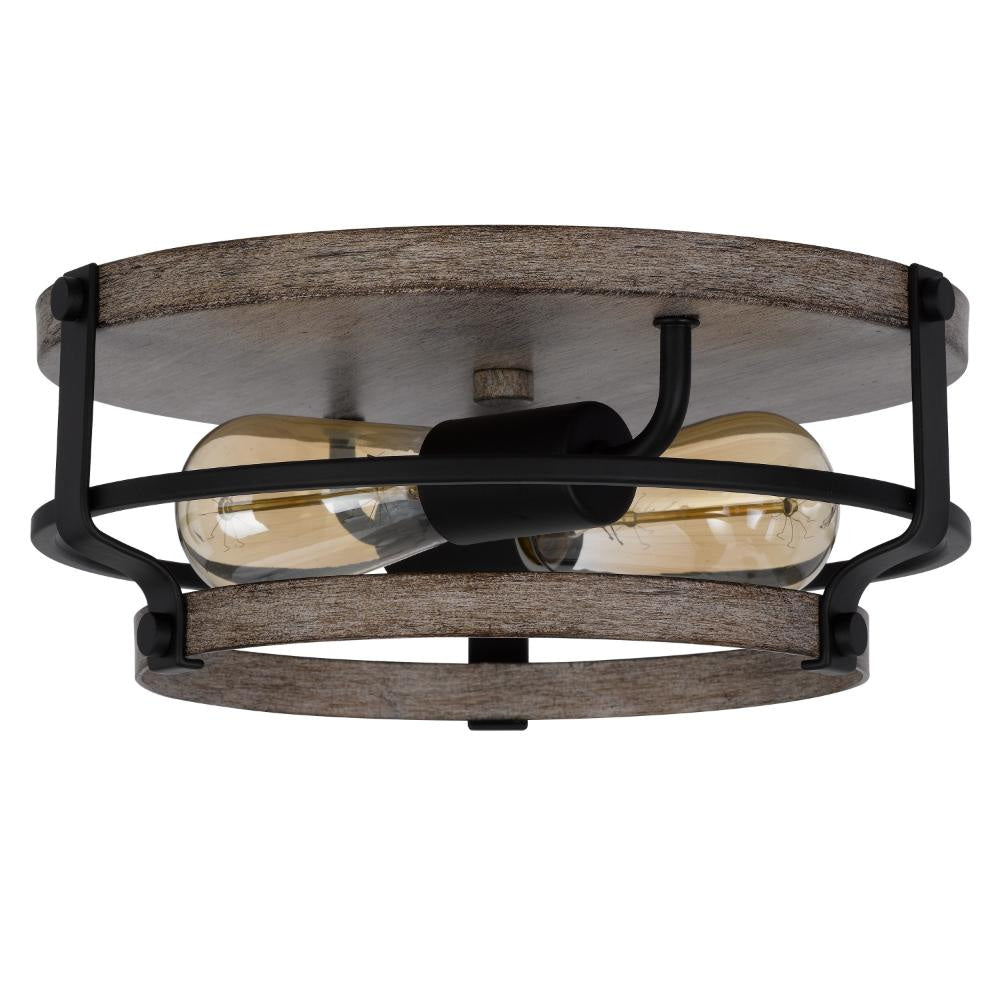 Weny 13 Inch Flush Mount Ceiling Light Fixture Brown and Black Round BM324014
