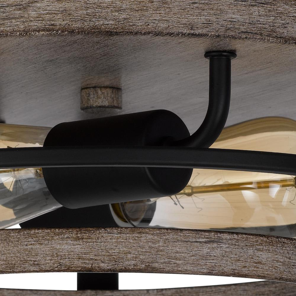 Weny 13 Inch Flush Mount Ceiling Light Fixture Brown and Black Round BM324014