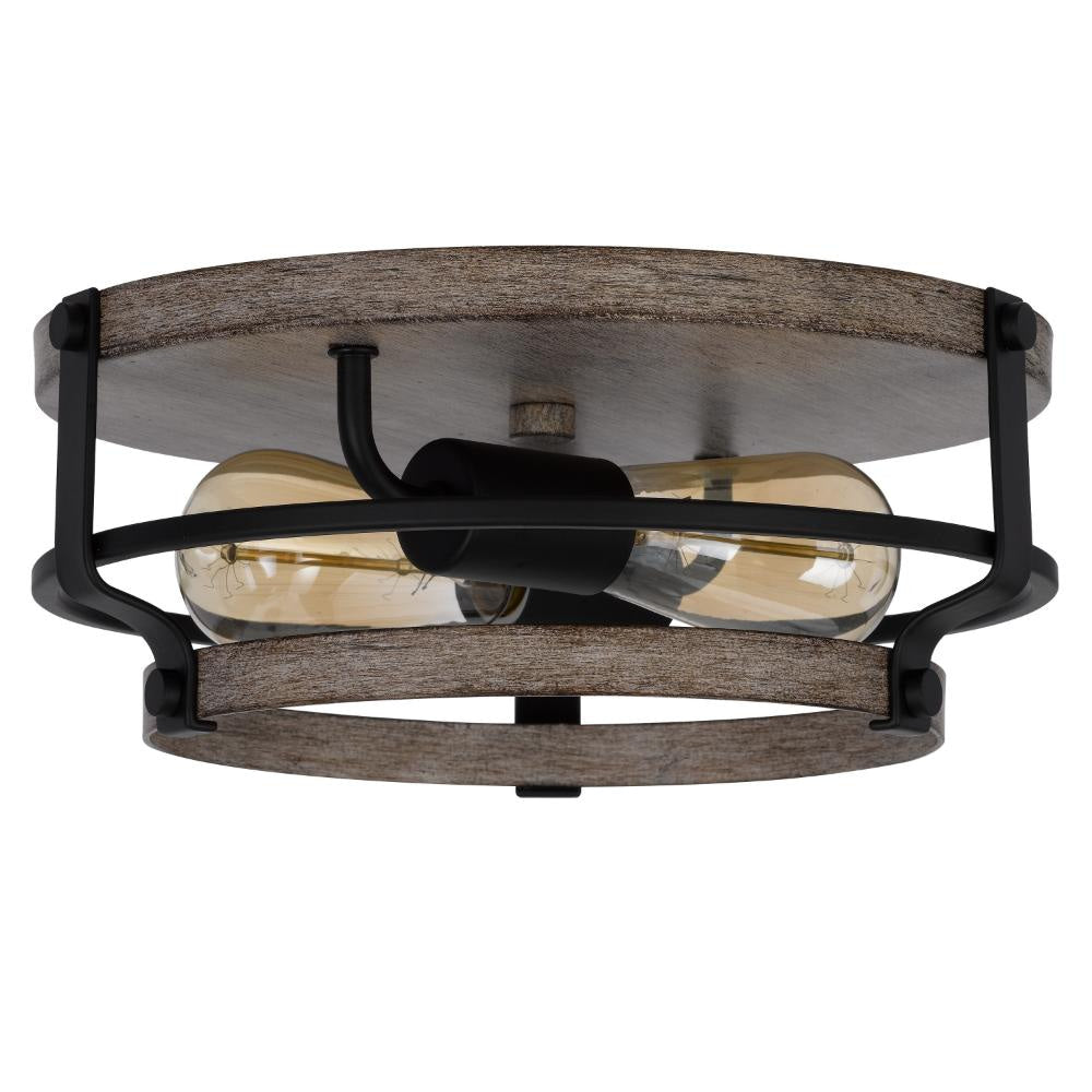 Weny 13 Inch Flush Mount Ceiling Light Fixture, Brown and Black Round