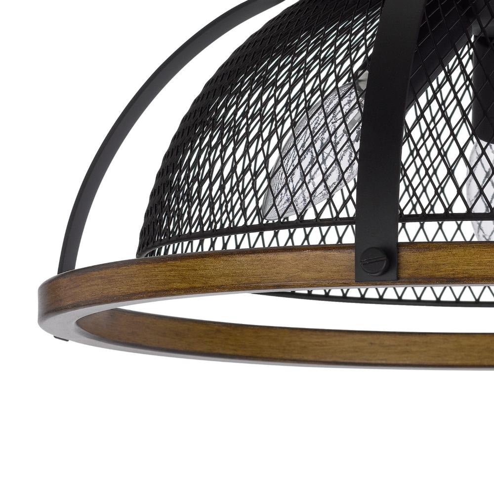 Monty 16 Inch Semi Flush Ceiling Mount Light Fixture Black Mesh Shade BM324015