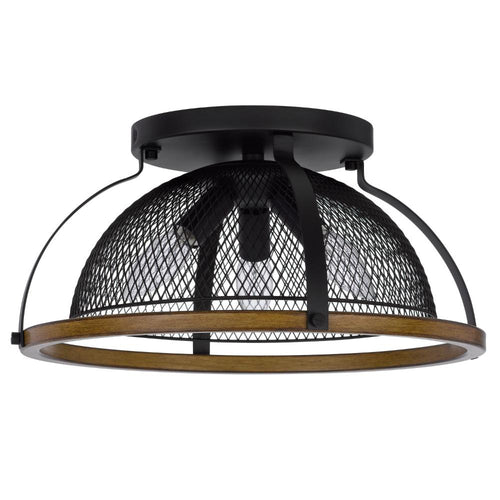 Monty 16 Inch Semi Flush Ceiling Mount Light Fixture, Black Mesh Shade