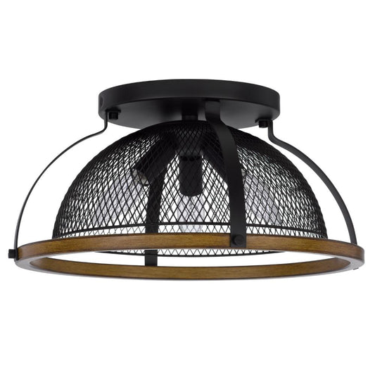 Monty 16 Inch Semi Flush Ceiling Mount Light Fixture, Black Mesh Shade