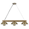 Sete 47 Inch Island Chandelier w LED Rustic Brass Dome Shade Wood BM324018