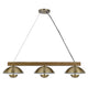 Sete 47 Inch Island Chandelier w LED, Rustic Brass Dome Shade, Wood