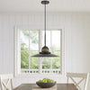 Oly 16 Inch Pendant Light w Burlap Rope Design, Dark Gray