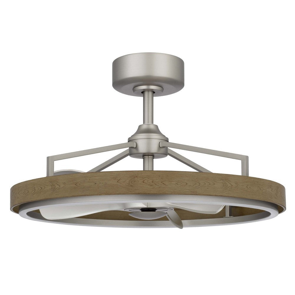 Royo Ceiling Fan Light 27 Inch 6 Speed LED Brown Chrome Steel BM324020