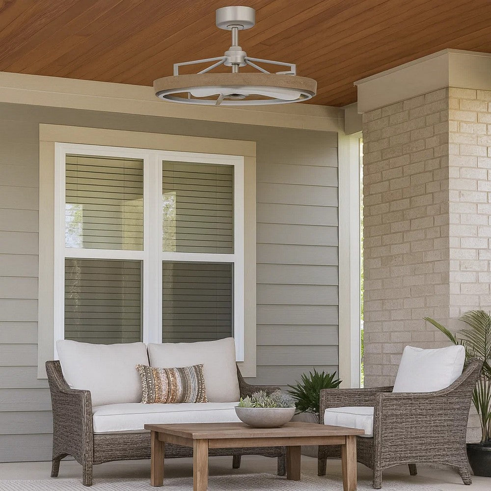 Royo Ceiling Fan Light, 27 Inch 6 Speed, LED, Brown Chrome Steel