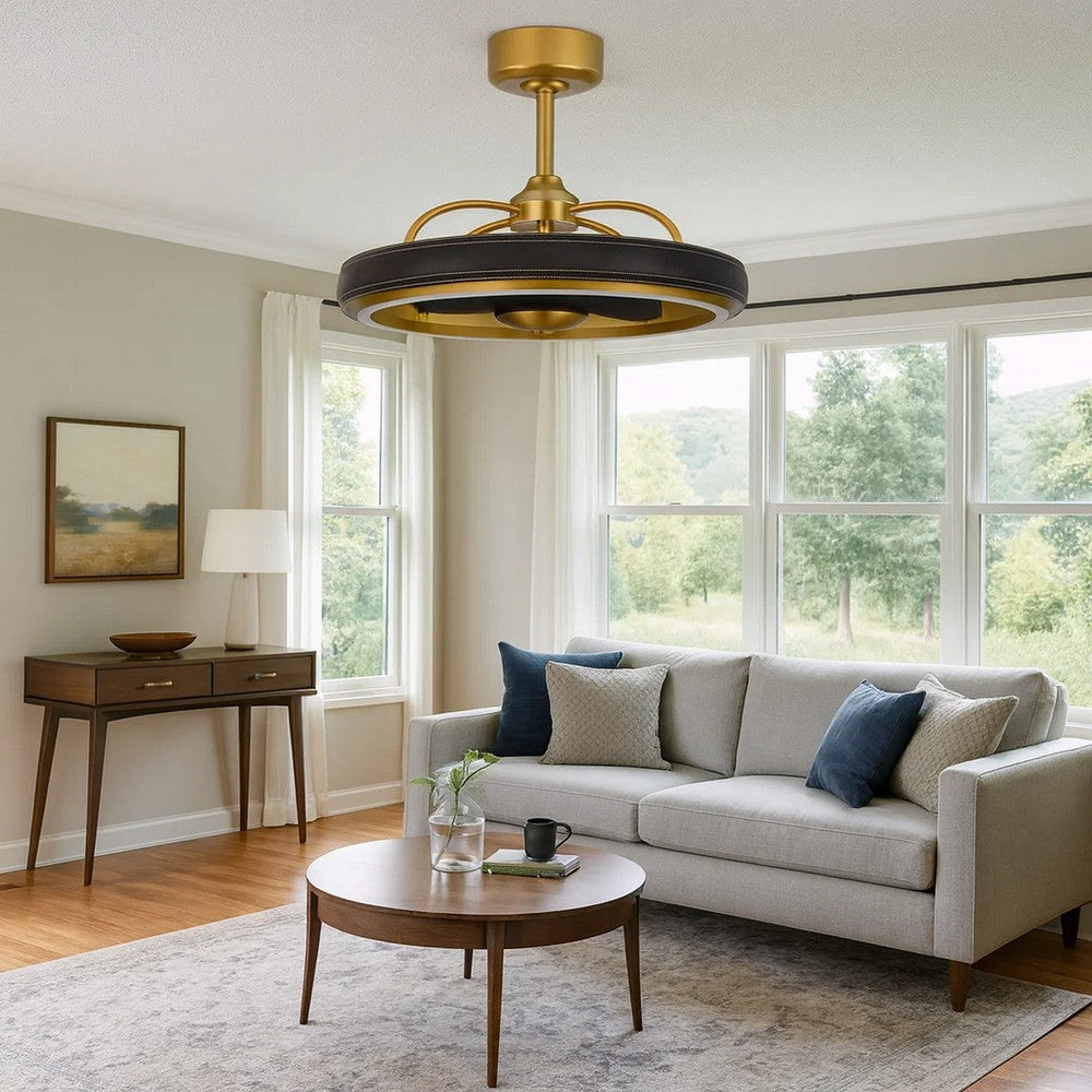 Royo Ceiling Fan Light, 6 Speed 23 Inch Ultra Quiet, LED, Brown Brass