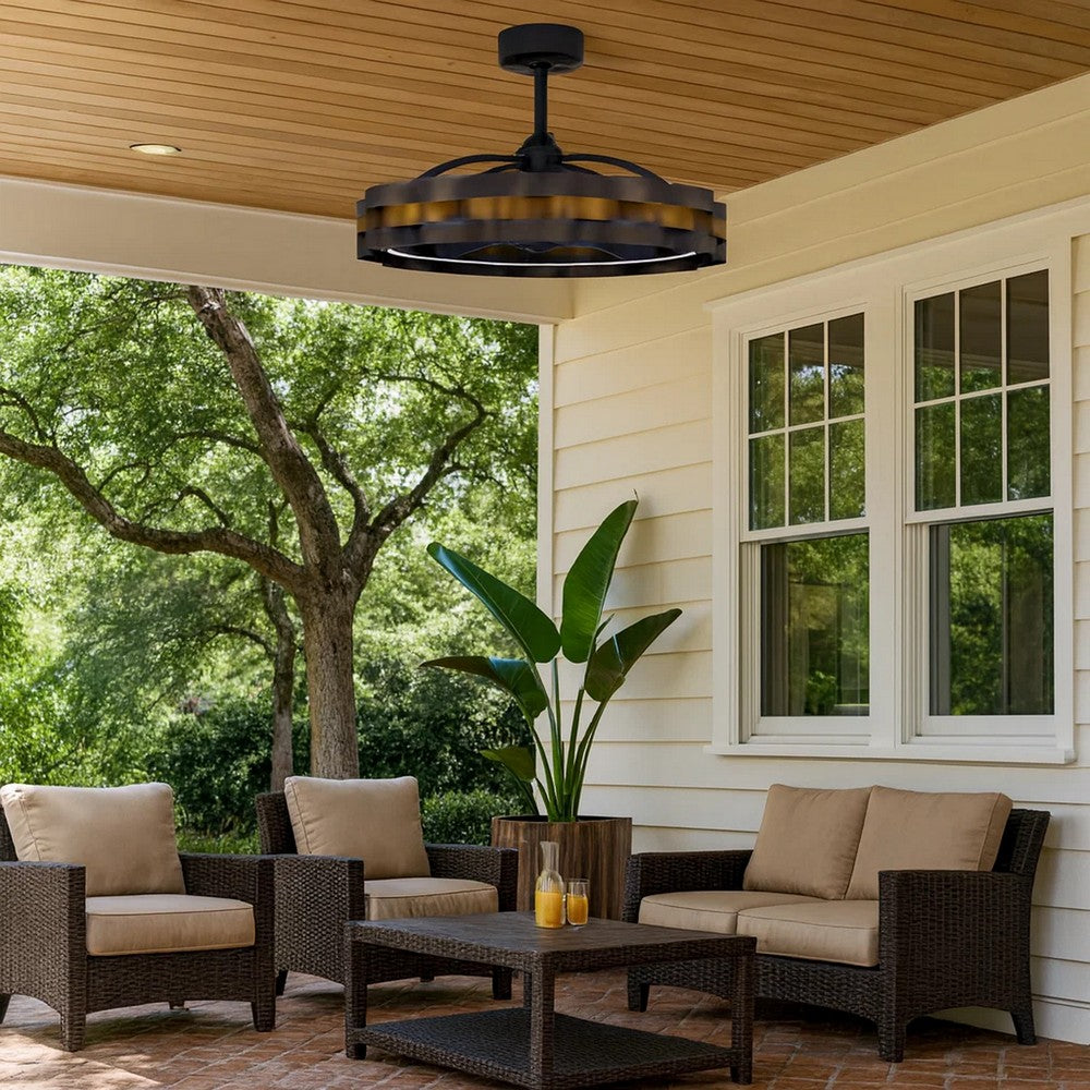 Peme Remote Control Ceiling Fan Light, 30 Inch 6 Speed, Bronze Finish