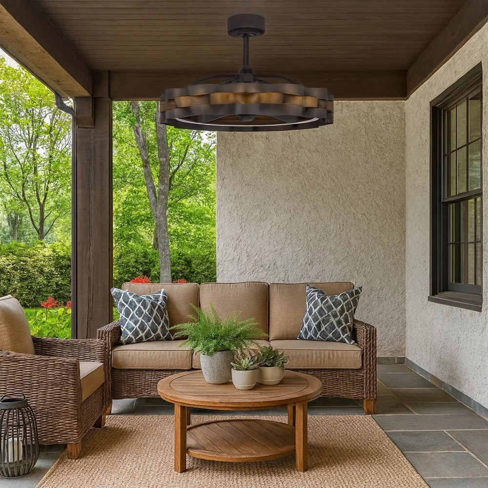 Peme Remote Control Ceiling Fan Light, 30 Inch 6 Speed, Bronze Finish