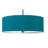 Sia Pendant Light Fixture w Blue Hardback Drum Shade 24 Inch Chrome