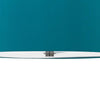 Sia Pendant Light Fixture w Blue Hardback Drum Shade 24 Inch Chrome
