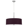 Sia Pendant Light Fixture w Plum Hardback Drum Shade 24 Inch Chrome
