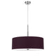 Sia Pendant Light Fixture w Plum Hardback Drum Shade 24 Inch Chrome