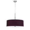 Sia Pendant Light Fixture w Plum Hardback Drum Shade, 24 Inch Chrome