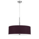 Sia Pendant Light Fixture w Plum Hardback Drum Shade, 24 Inch Chrome