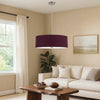 Sia Pendant Light Fixture w Plum Hardback Drum Shade, 24 Inch Chrome