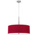 Sia Pendant Light Fixture w Red Hardback Drum Shade 24 Inch Chrome