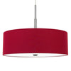 Sia Pendant Light Fixture w Red Hardback Drum Shade 24 Inch Chrome