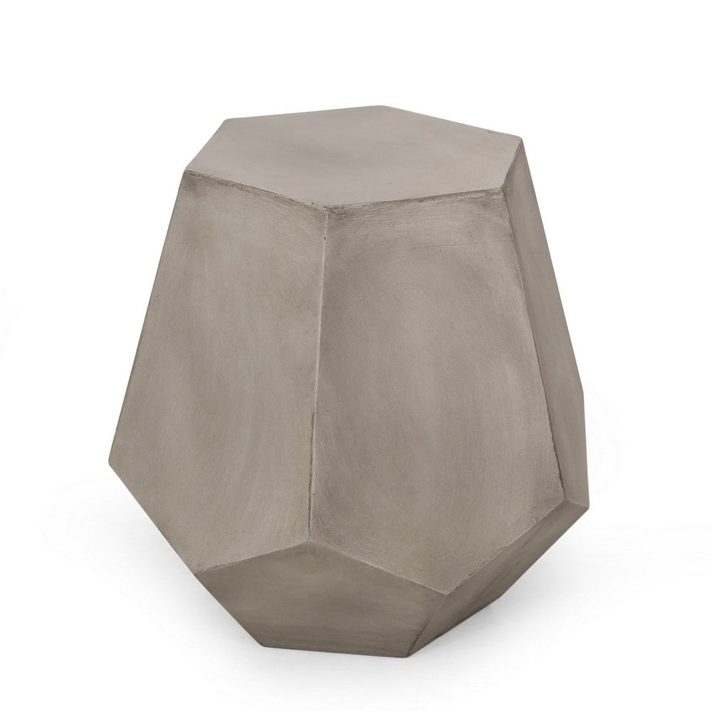 Gary Outdoor Side Accent Table Geometric Gray Faux Concrete 21 Inch BM324028