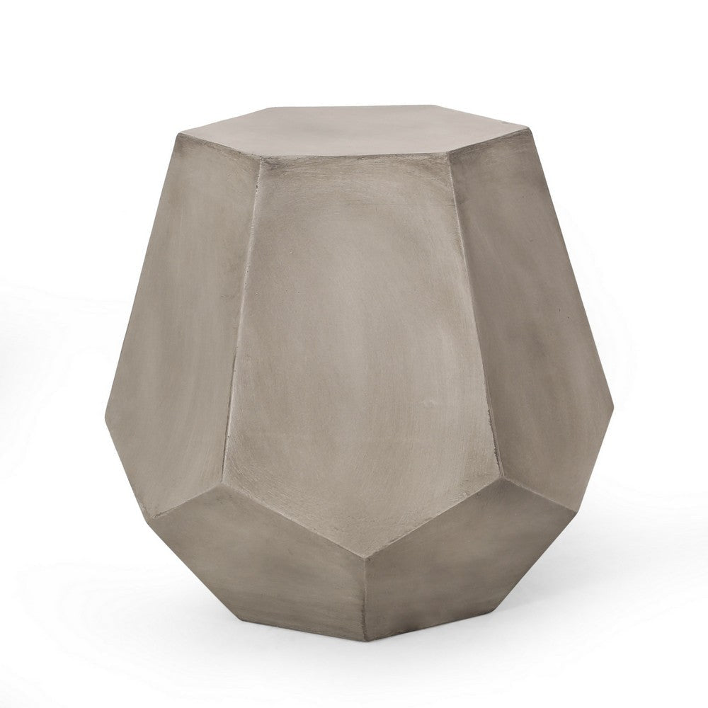 Gary Outdoor Side Accent Table, Geometric, Gray Faux Concrete, 21 Inch