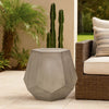 Gary Outdoor Side Accent Table, Geometric, Gray Faux Concrete, 21 Inch